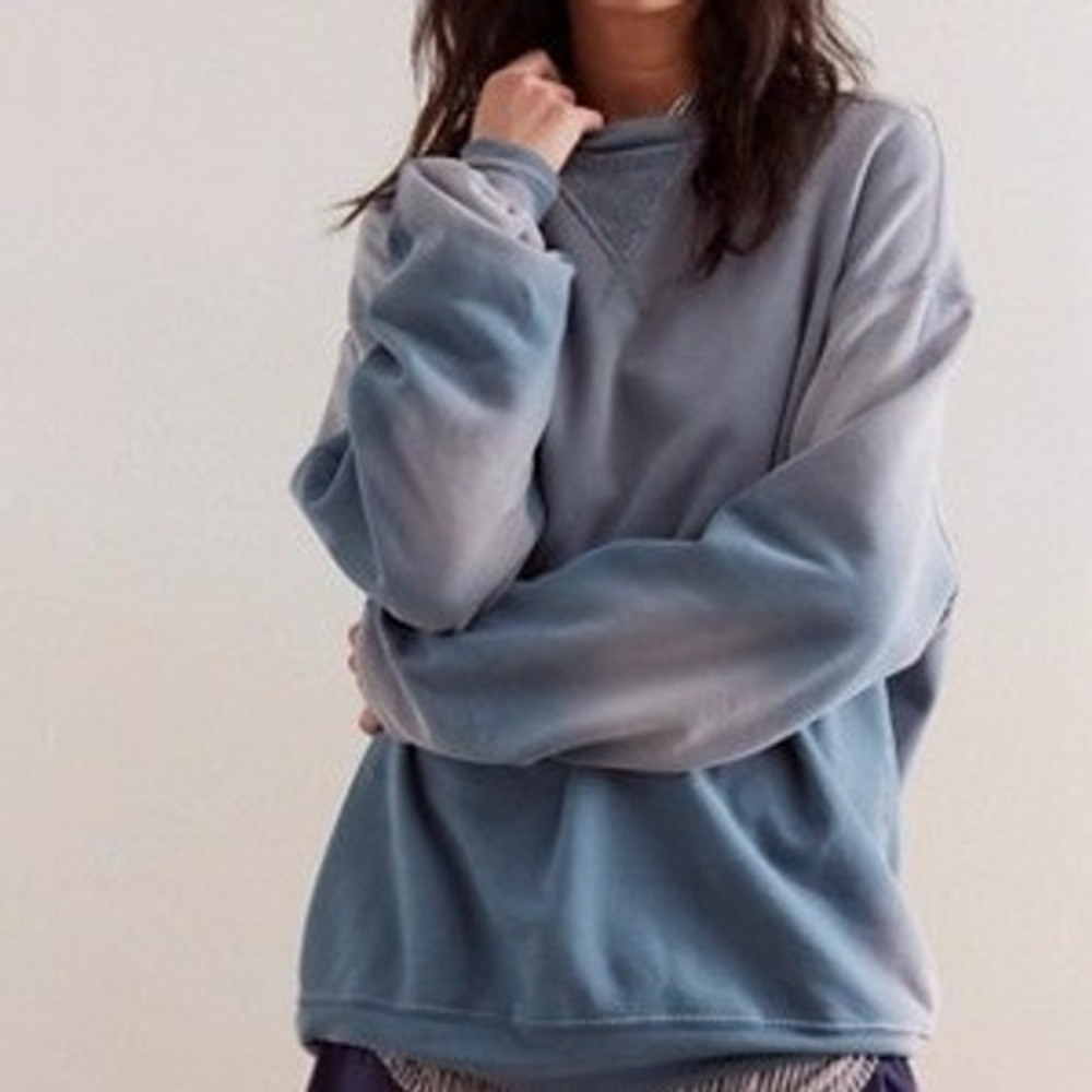 Free People Over & Out Pullover Crewneck Washed Pink Combo Small New With Tags - Picture 2 of 5